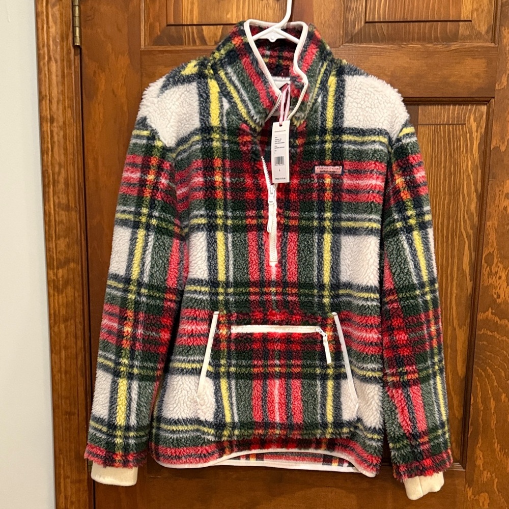 Vineyard Vines Multicolor Plaid Teddy Jacket